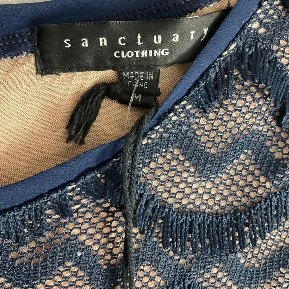 NWT Sanctuary Navy Blue Short Sleeve Lace Knee Length Sheath Dress‎ Medium - Picture 2 of 8